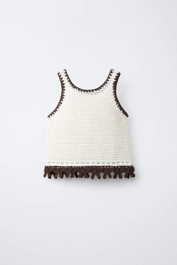 KNIT TOP WITH CONTRAST BOWS - Oyster-white by Zara - Image 0