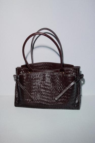 EMBOSSED LEATHER CITY BAG - Chocolate by Zara