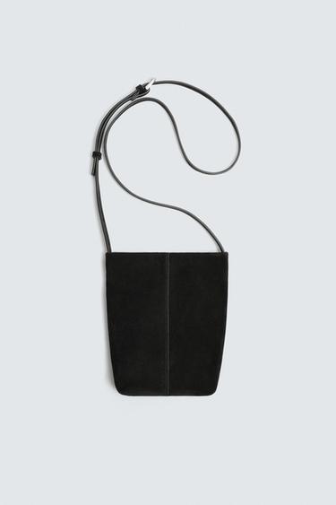 LEATHER CROSSBODY BAG - Black by Zara