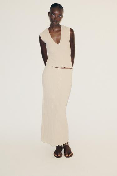 TEXTURED TOP - Light yellow by Zara