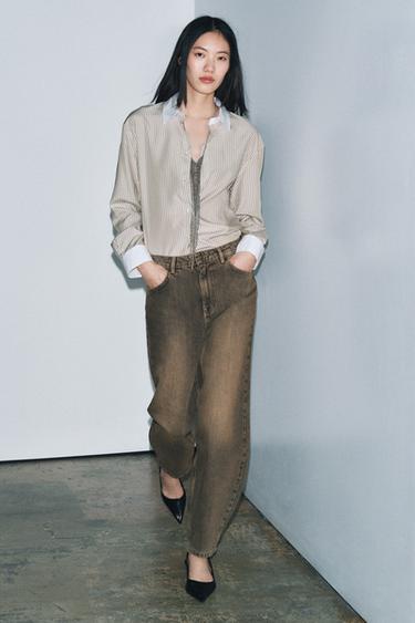 ZW COLLECTION CONTRAST STRIPED SHIRT - striped by Zara