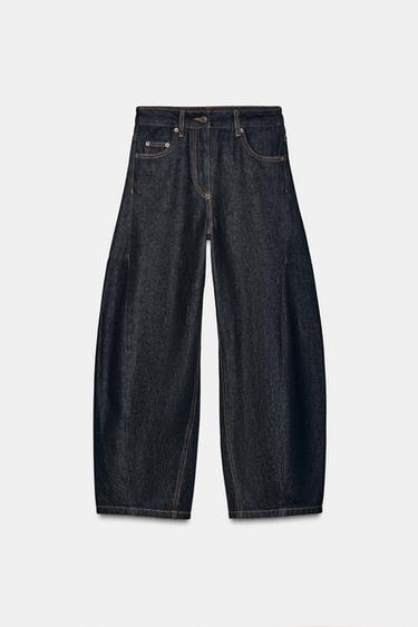 ZW COLLECTION ANKLE BALLOON MID-WAIST JEANS - Blue by Zara