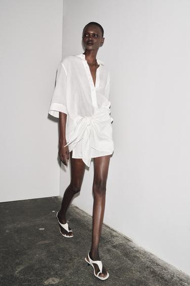 ZW COLLECTION 100% LINEN SHORT SKIRT - White by Zara - Image 0