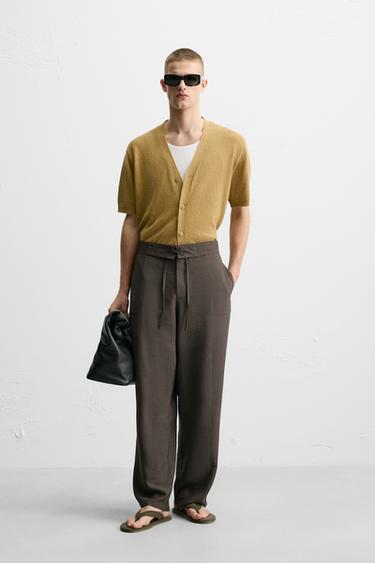 LOOSE-FIITING DRAWSTRING TROUSERS - Chocolate by Zara - Image 0