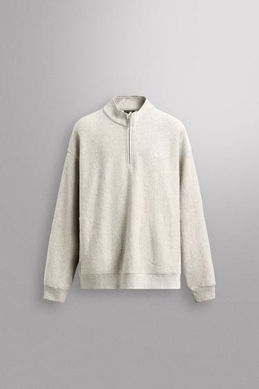 QUARTER-ZIP TRAINING SWEATSHIRT - Grey marl by Zara