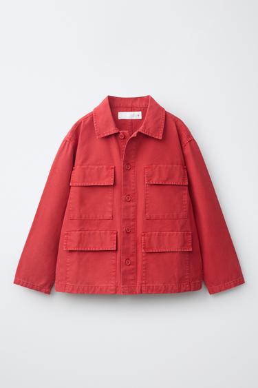 CANVAS POCKET OVERSHIRT - Bright red by Zara