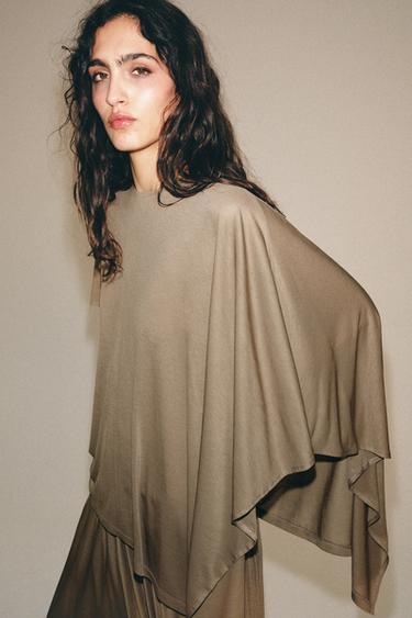 ASYMMETRIC CAPE TOP - Sand by Zara