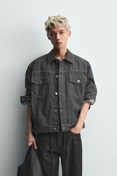 OVERSIZE FIT DENIM JACKET - Grey by Zara