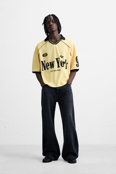 RETRO FOOTBALL PRINT POLO SHIRT - Light yellow by Zara - Image 0