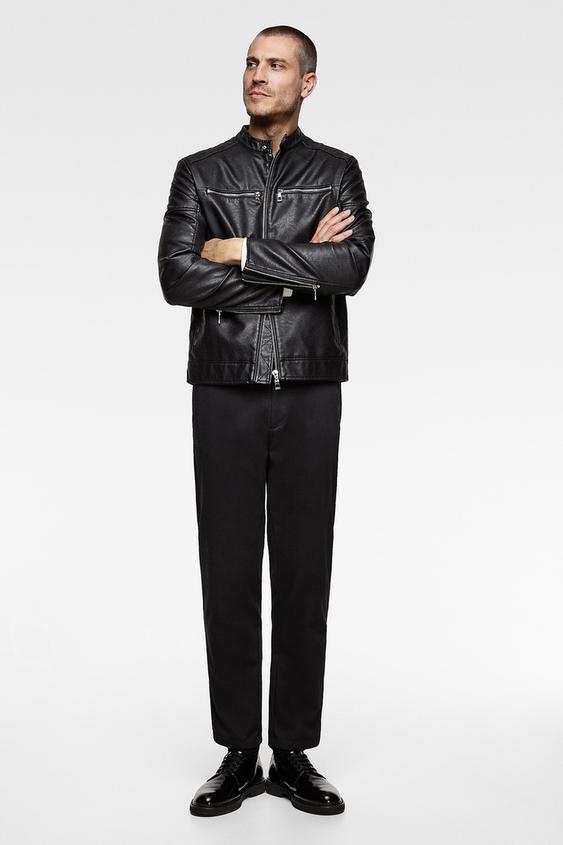 Faux Leather Biker Jacket Jackets Man Zara Mainland Image 1 Of Faux Leather Biker Jacket From Zara