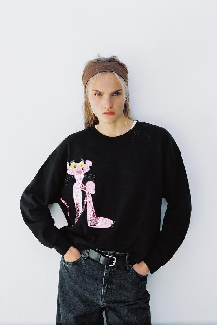 Zara pink panther sweater Clearance
