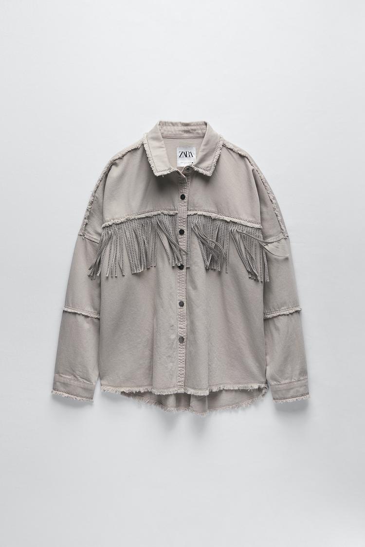 Denim Jacket With Fringe Zara Mainland China 中国大陆