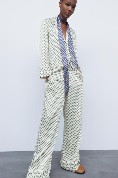 Image 1 of PRINTED PYJAMA-STYLE TROUSERS TRF from Zara
