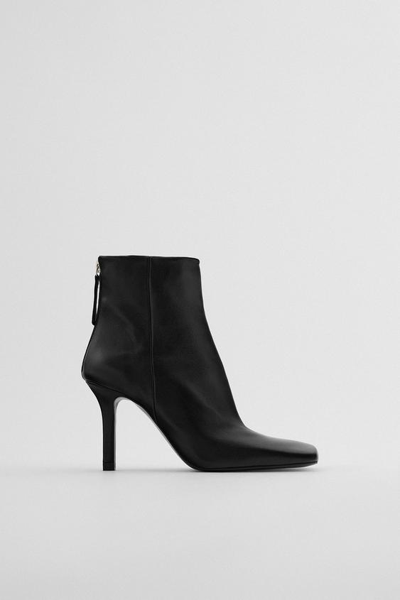high heel leather boots zara