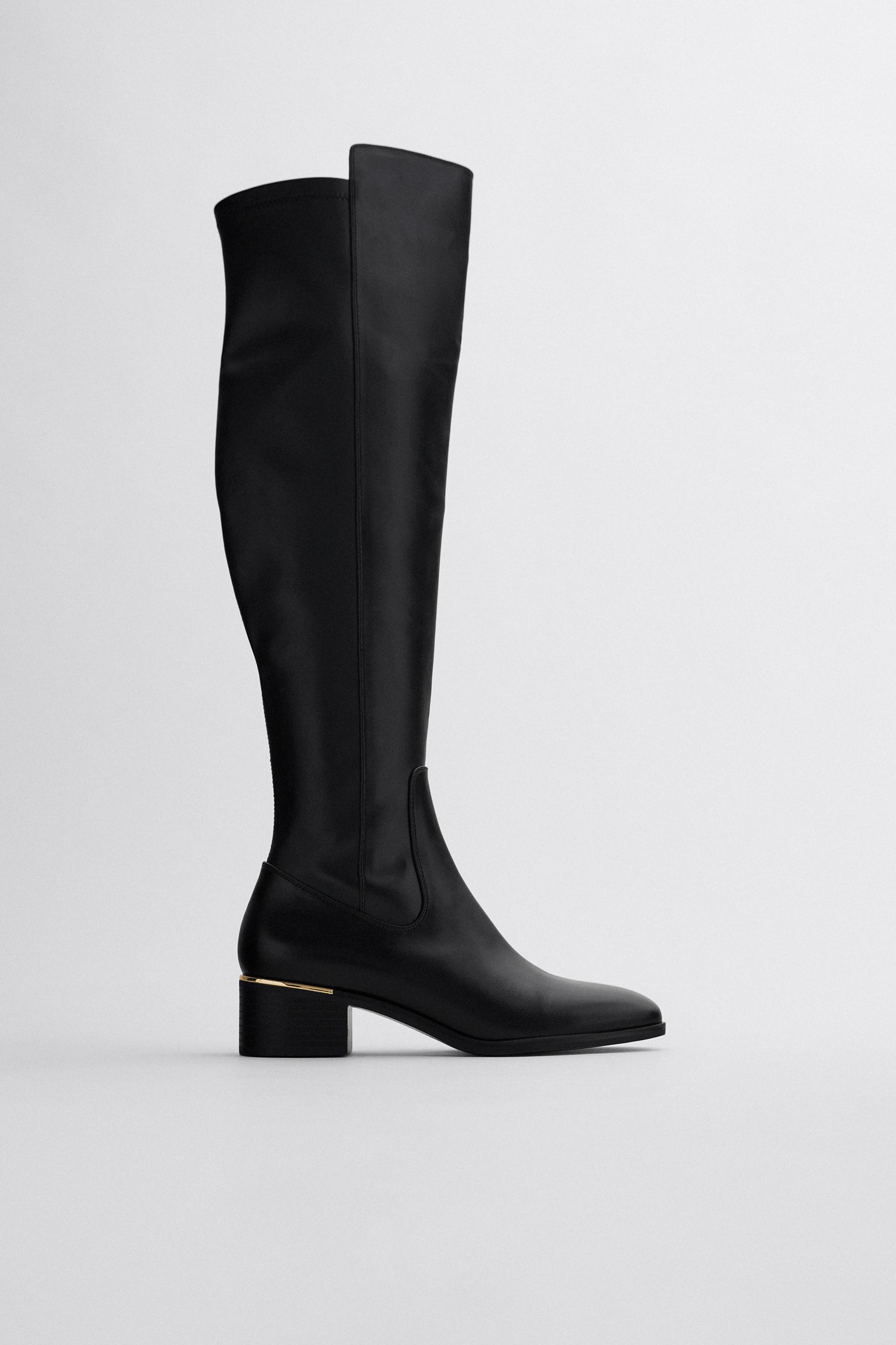 grey flat over the knee boots