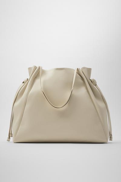 Image 1 of GATHERED TOTE BAG WITH SIDE KNOT DETAIL from Zara