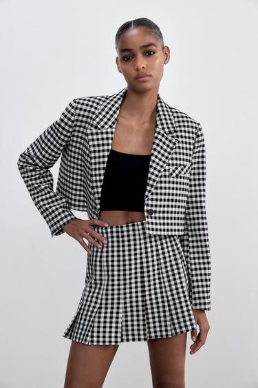 小格纹西装外套 Zara