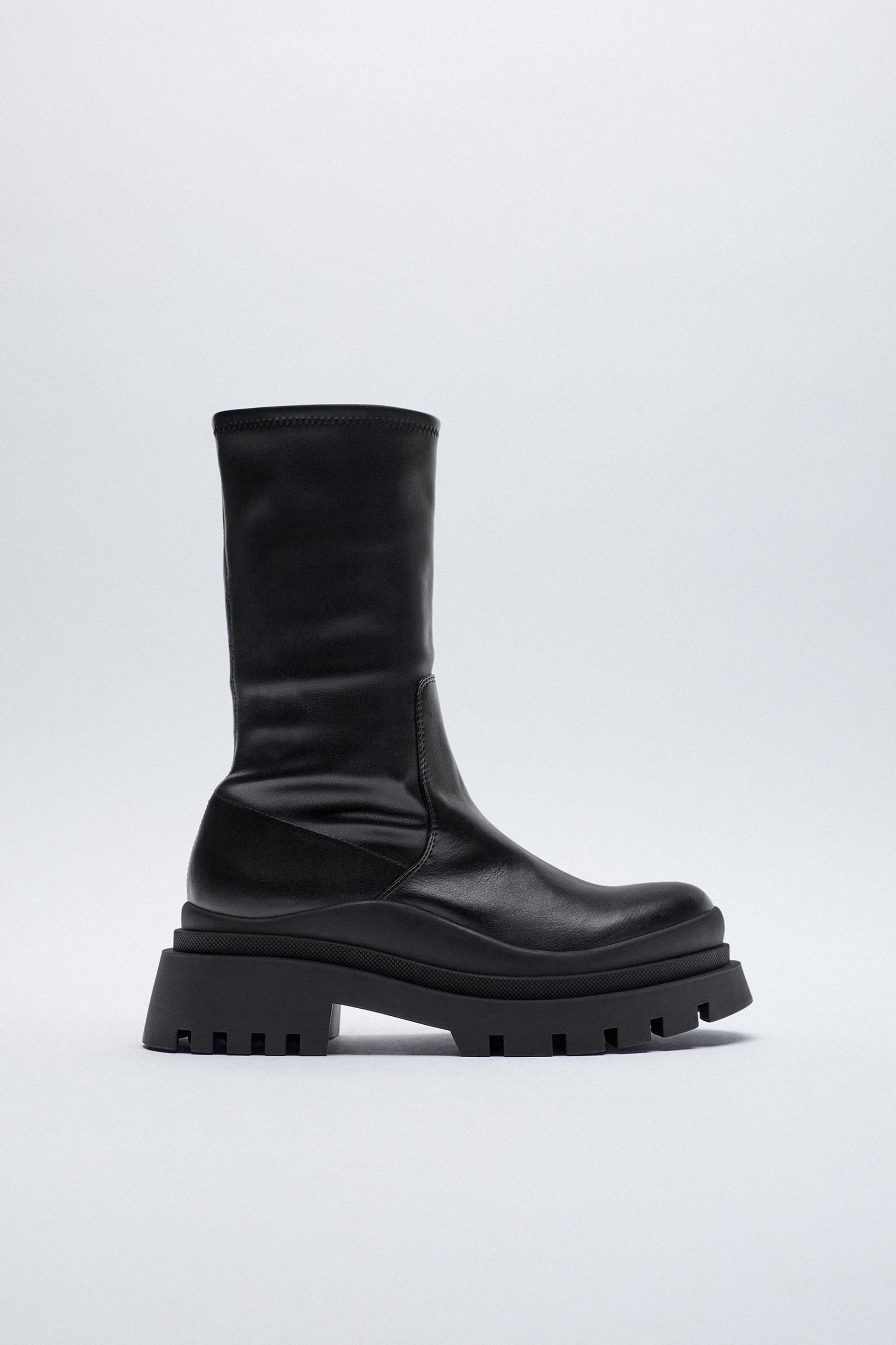 black flat heel ankle boots