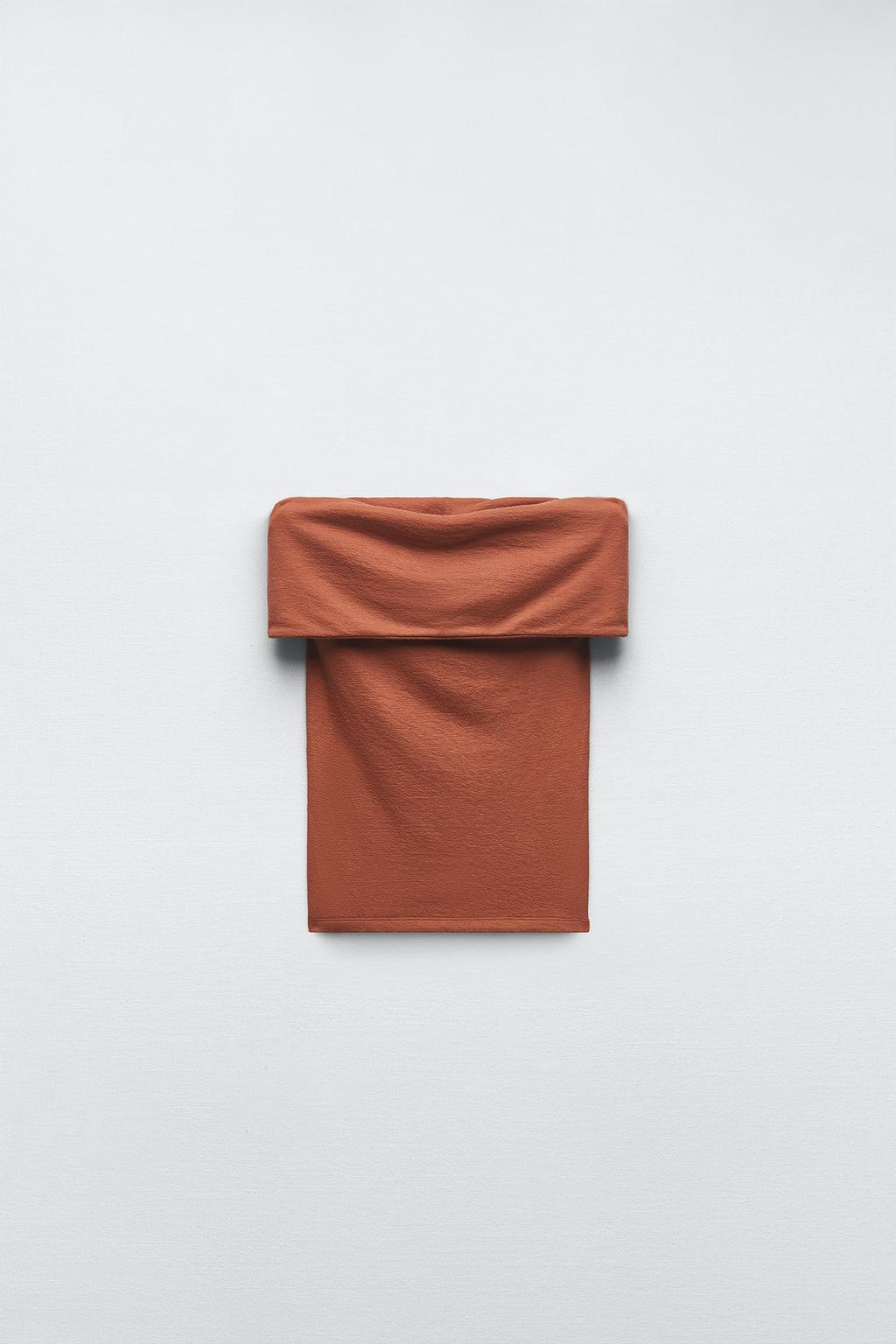 rustic strapless top - terracotta | zara